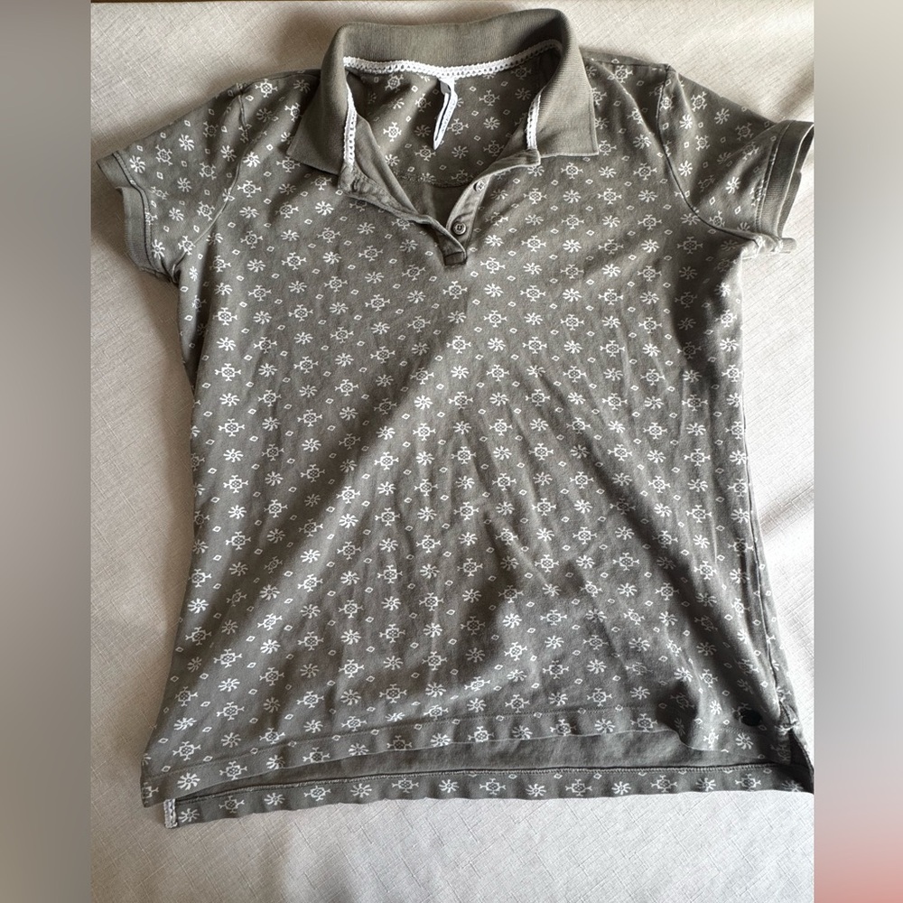 U.S. Polo Assn. Sage Green Patterned Polo Shirt Size L